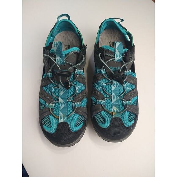 World Wide Sportsman Blue Grey Pullon Slip On Sandals. Size 6 - Picture 1 of 9